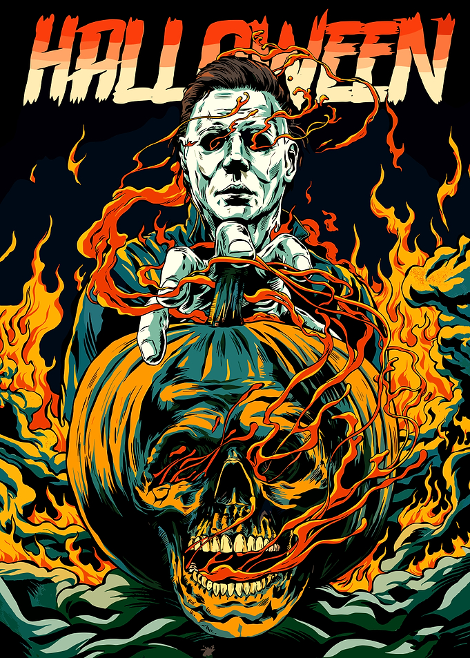 Michael Myers Halloween Pumpkin Skull Art