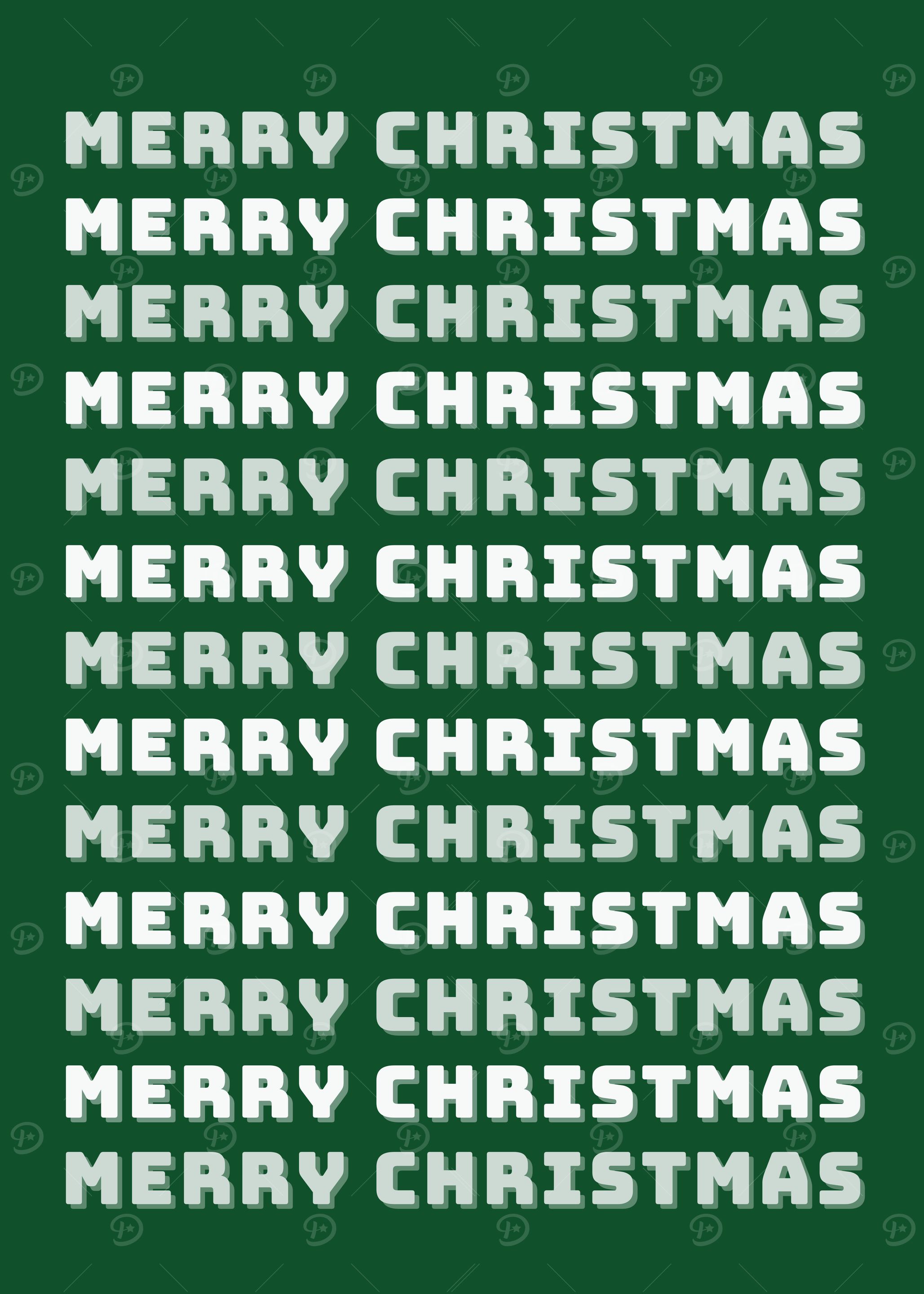 Merry Christmas Text Pattern on Green