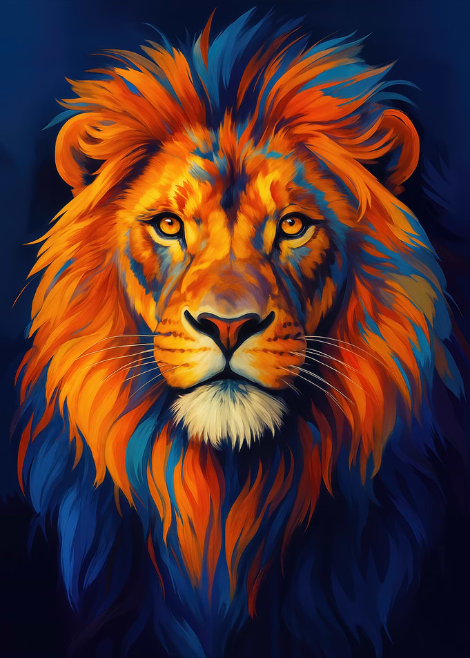 Colorful Lion Portrait