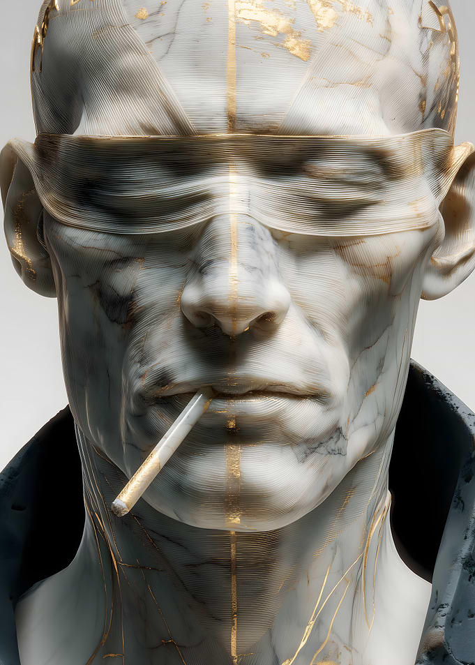 Marble Man with Cigarette and Blindfold