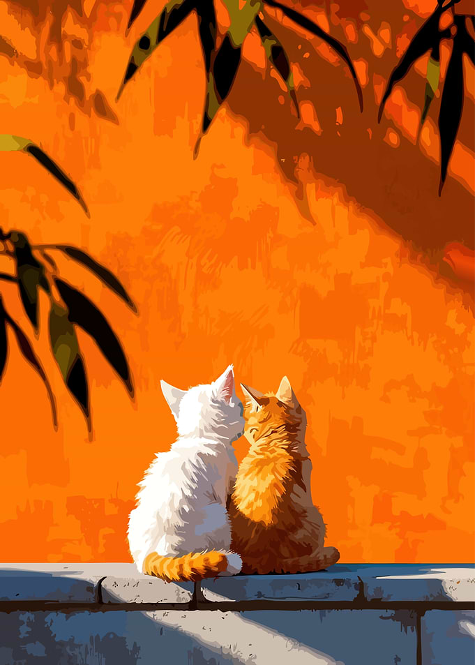 Two Cats on a Wall