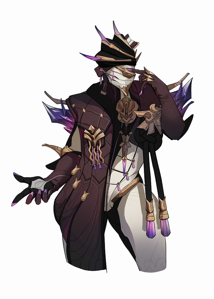 Character with Bandaged Face and Ornate Outfit