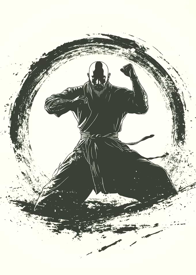 Martial Arts Master in Action Pose