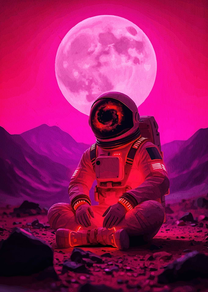 Astronaut Lotus Position Mars