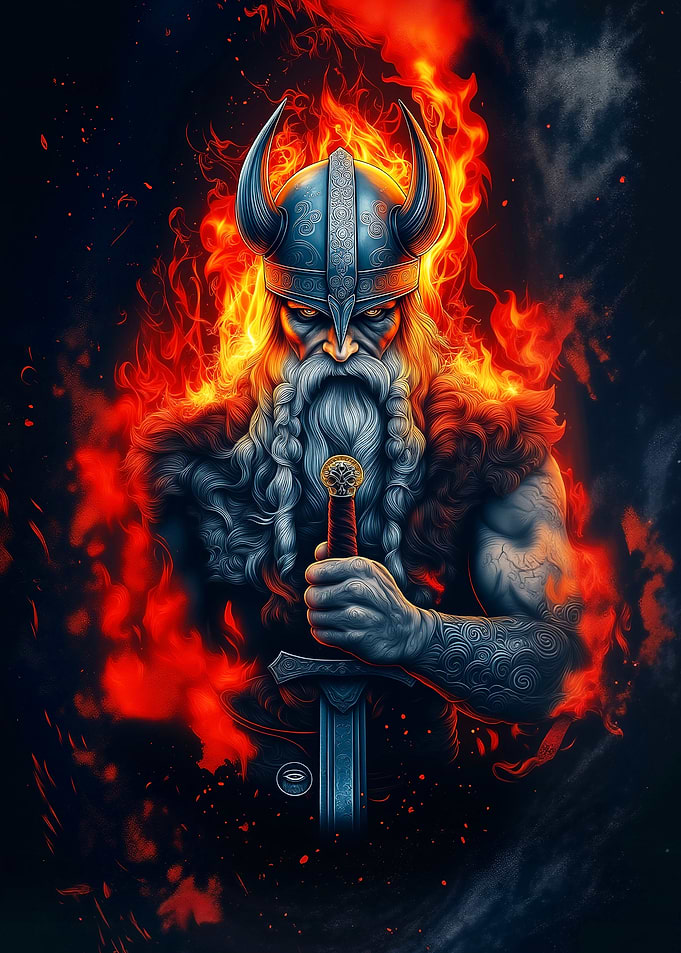 Viking Warrior in Flames