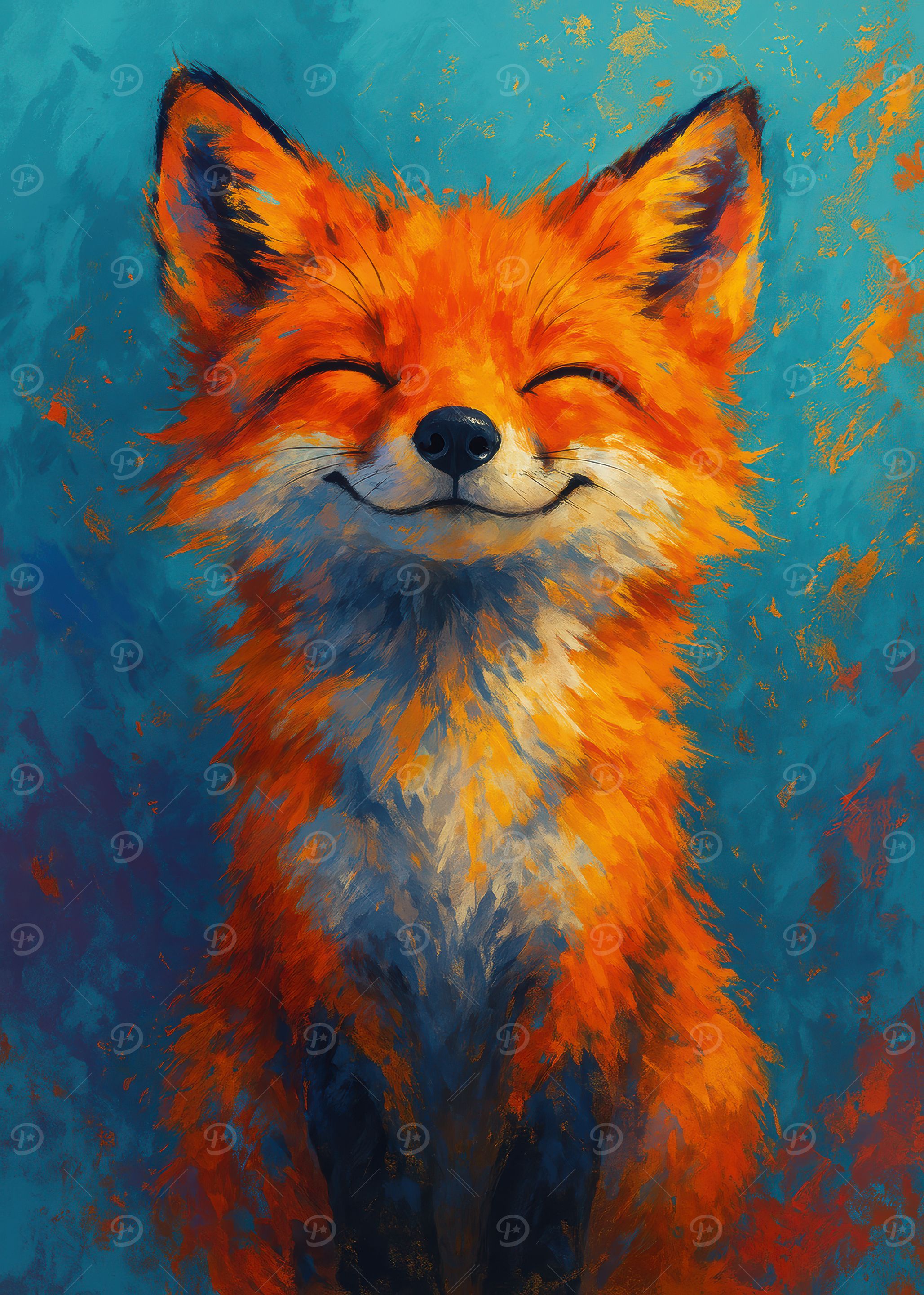 Smiling Fox Portrait Painting