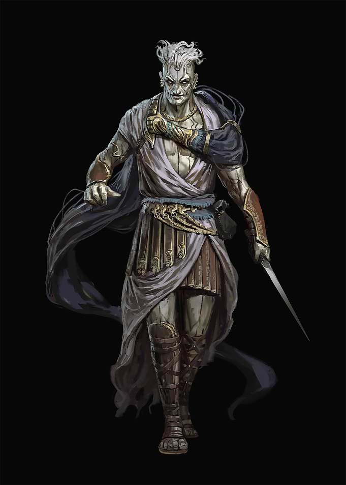 Fantasy Character with Dagger on Black
