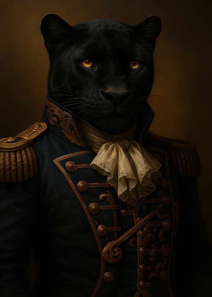Panther in Military Uniform Portrait