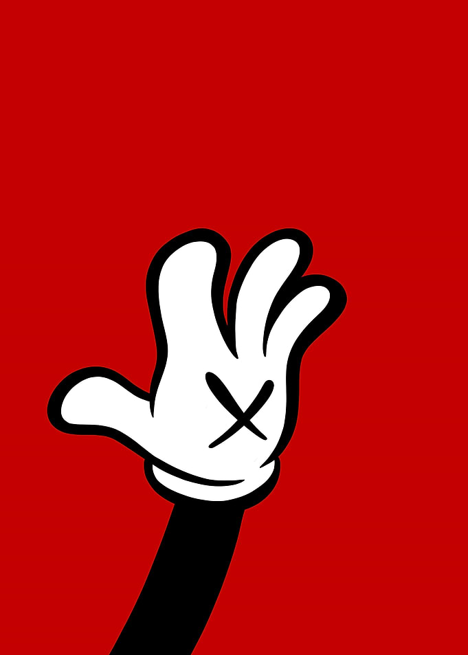 Cartoon Hand on Red Background
