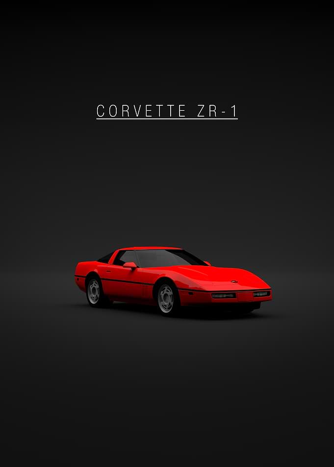 Red Corvette ZR-1 on Black Background