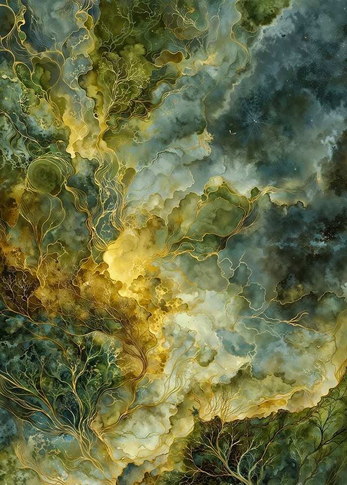 Golden Veins: Abstract Nature Flow