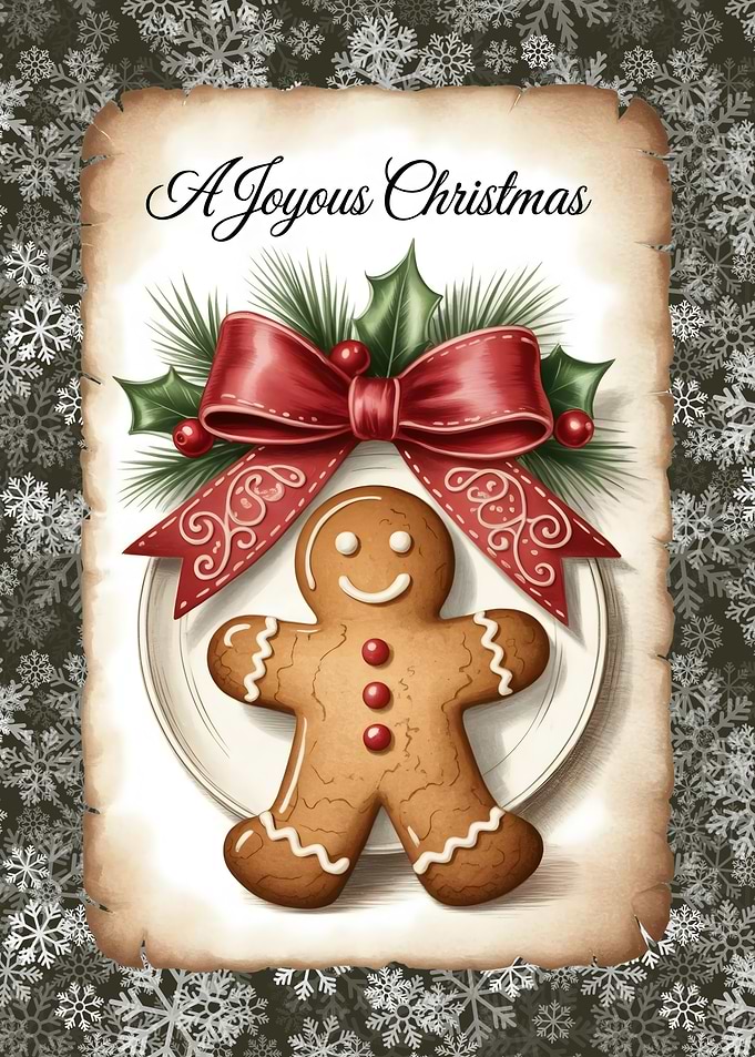 Joyous Christmas Gingerbread Man Illustration
