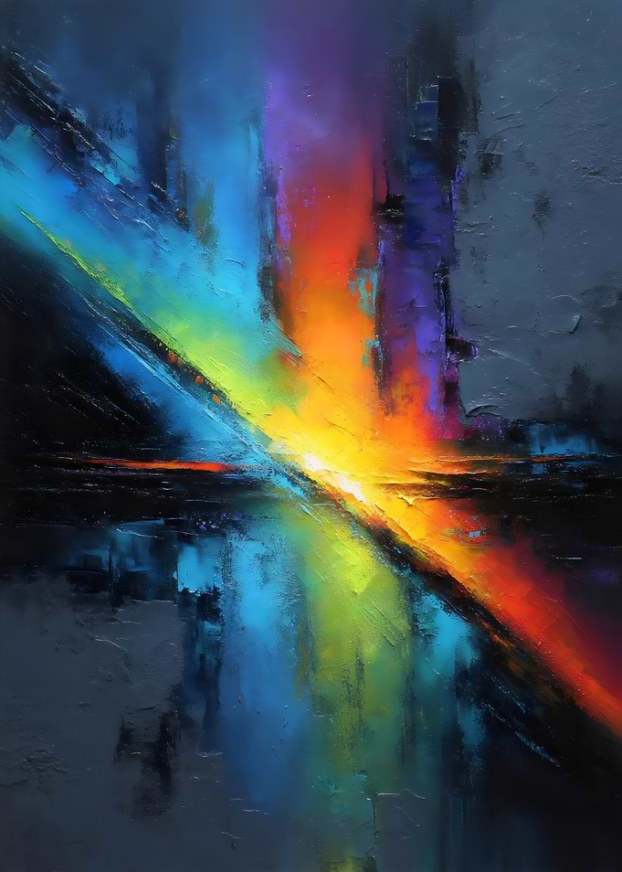 Spectrum Collision – Abstract Impasto Light Burst
