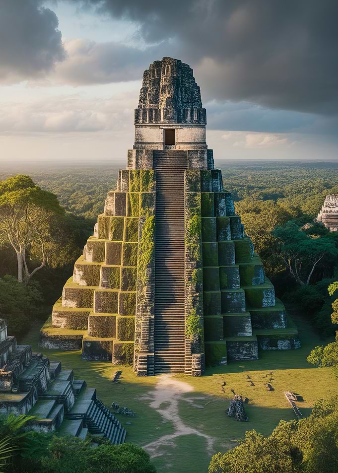 Ancient Mayan Pyramid in Lush Jungle Tikal
