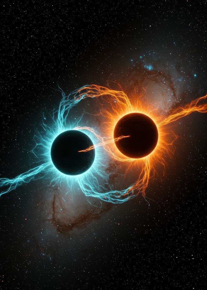 Cosmic Collision: Blue and Orange Planets