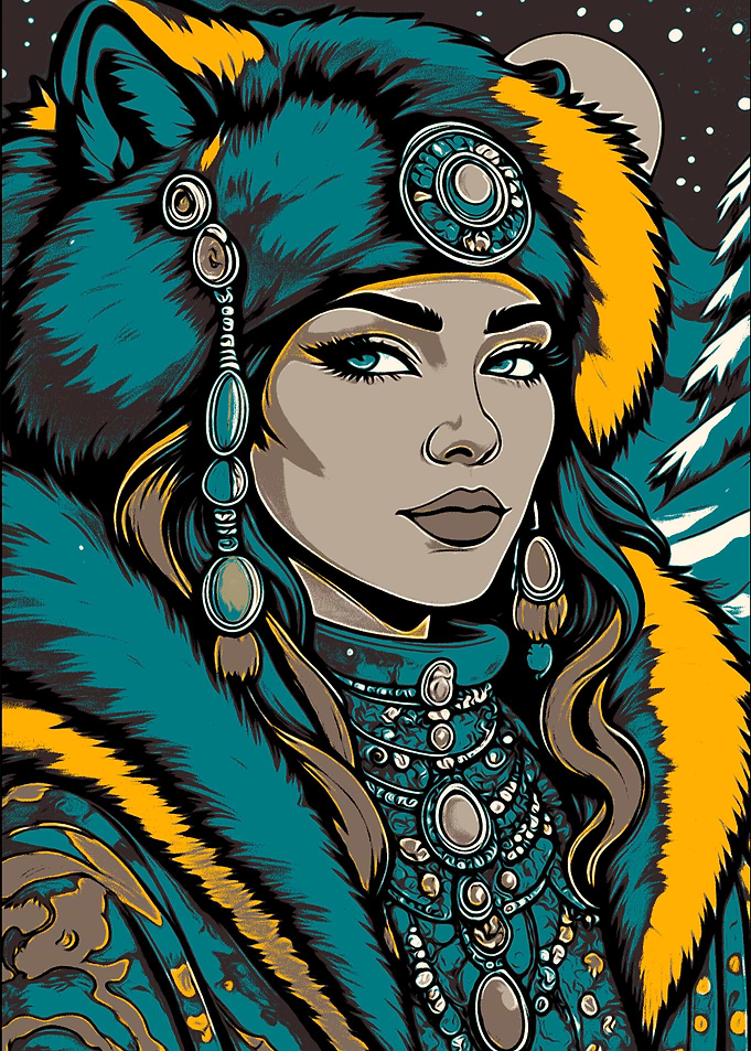 Winter Woman Portrait with Fur Hat