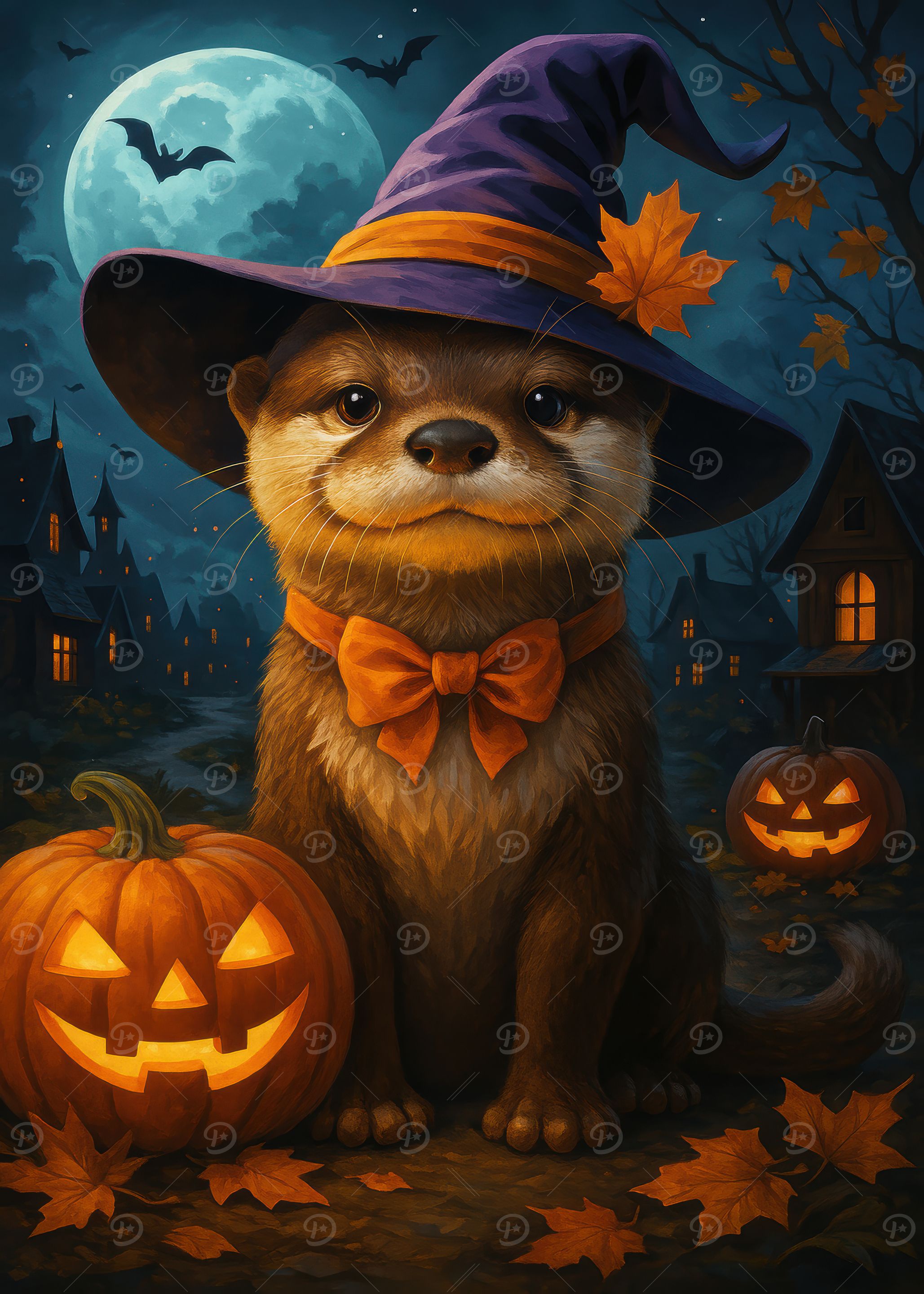 Halloween Otter with Witch Hat
