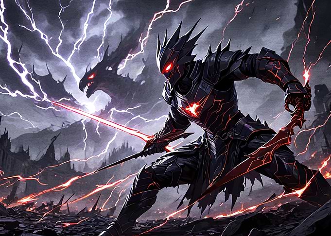 Dark Knight Dragon Battle Scene
