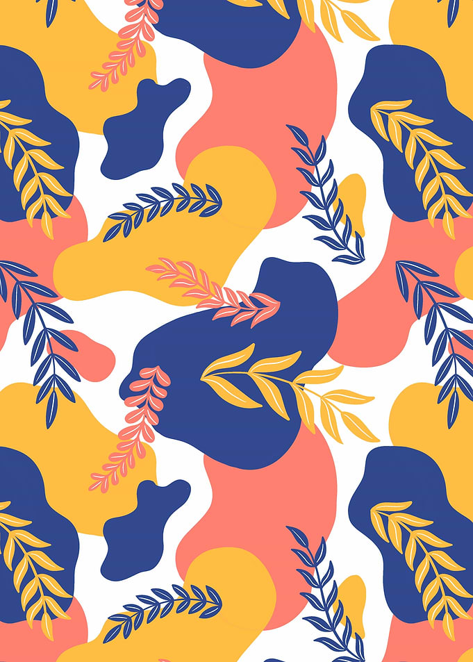 Abstract Floral Pattern with Bold Colors