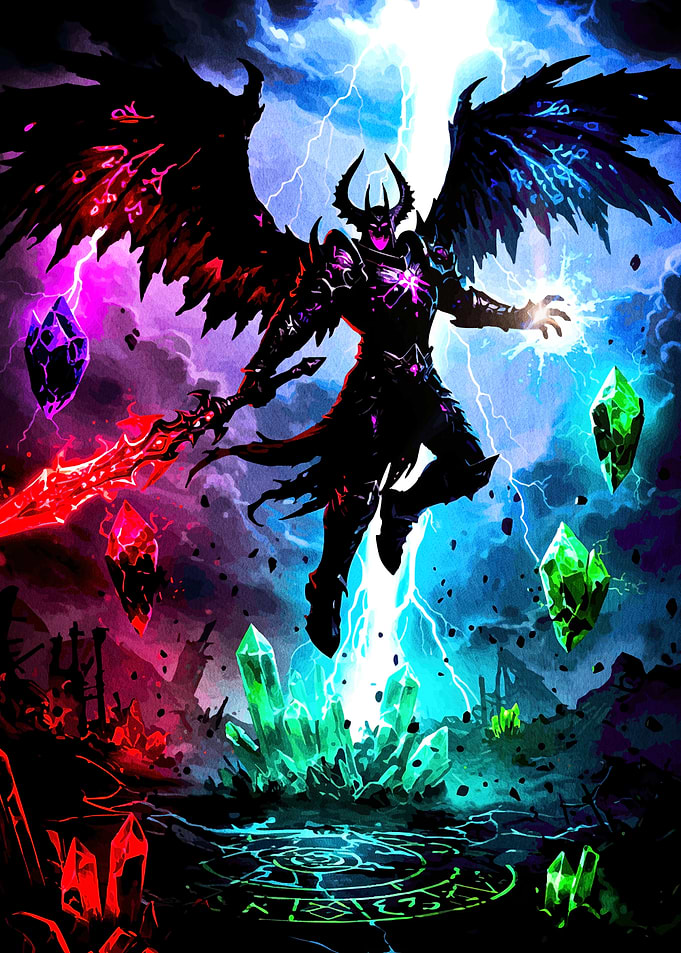 Winged Dark Warrior Magic Crystals