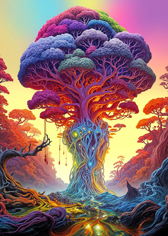 Colorful Fantasy Tree Landscape