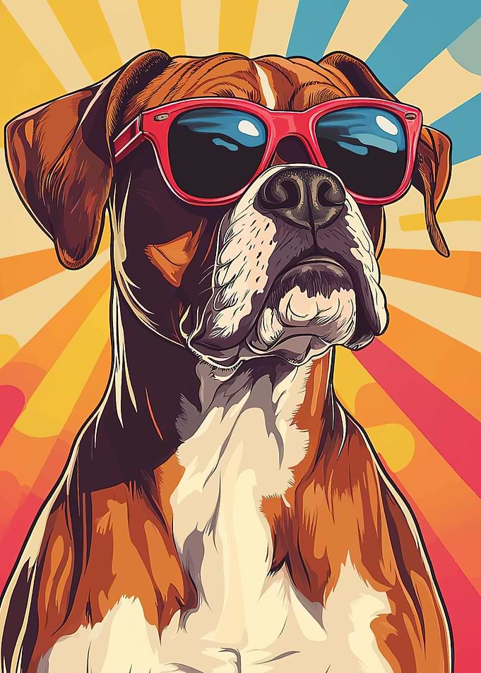 Cool Boxer Dog with Sunglasses