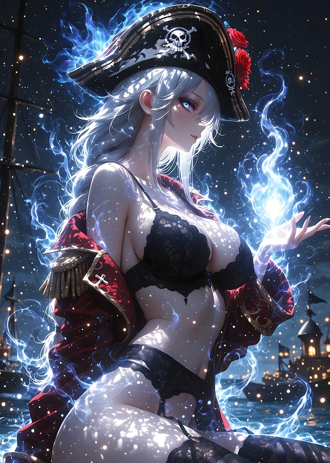 Anime Pirate Girl with Magic