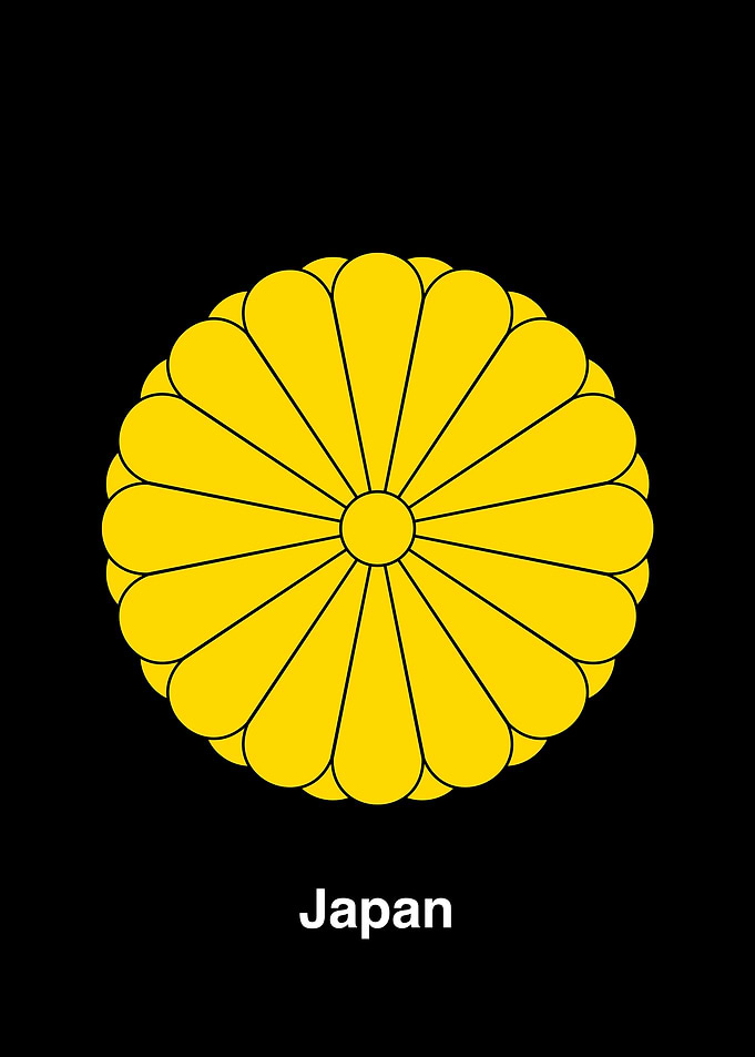Japanese Imperial Seal on Black Background