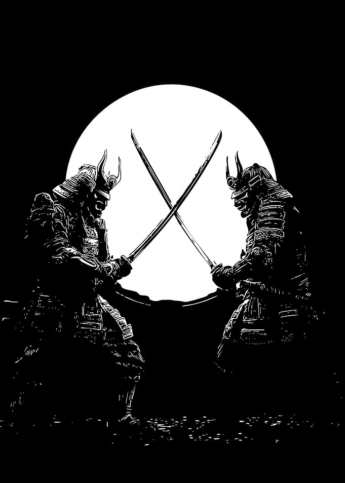 Samurai Duel Under the Moon