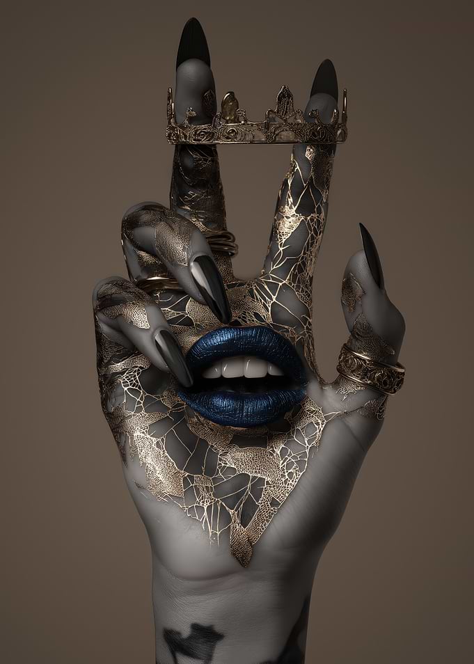Hand with Crown and Blue Lips