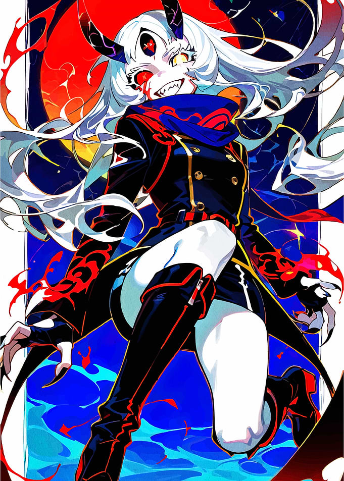 Anime Demon Girl with Horns