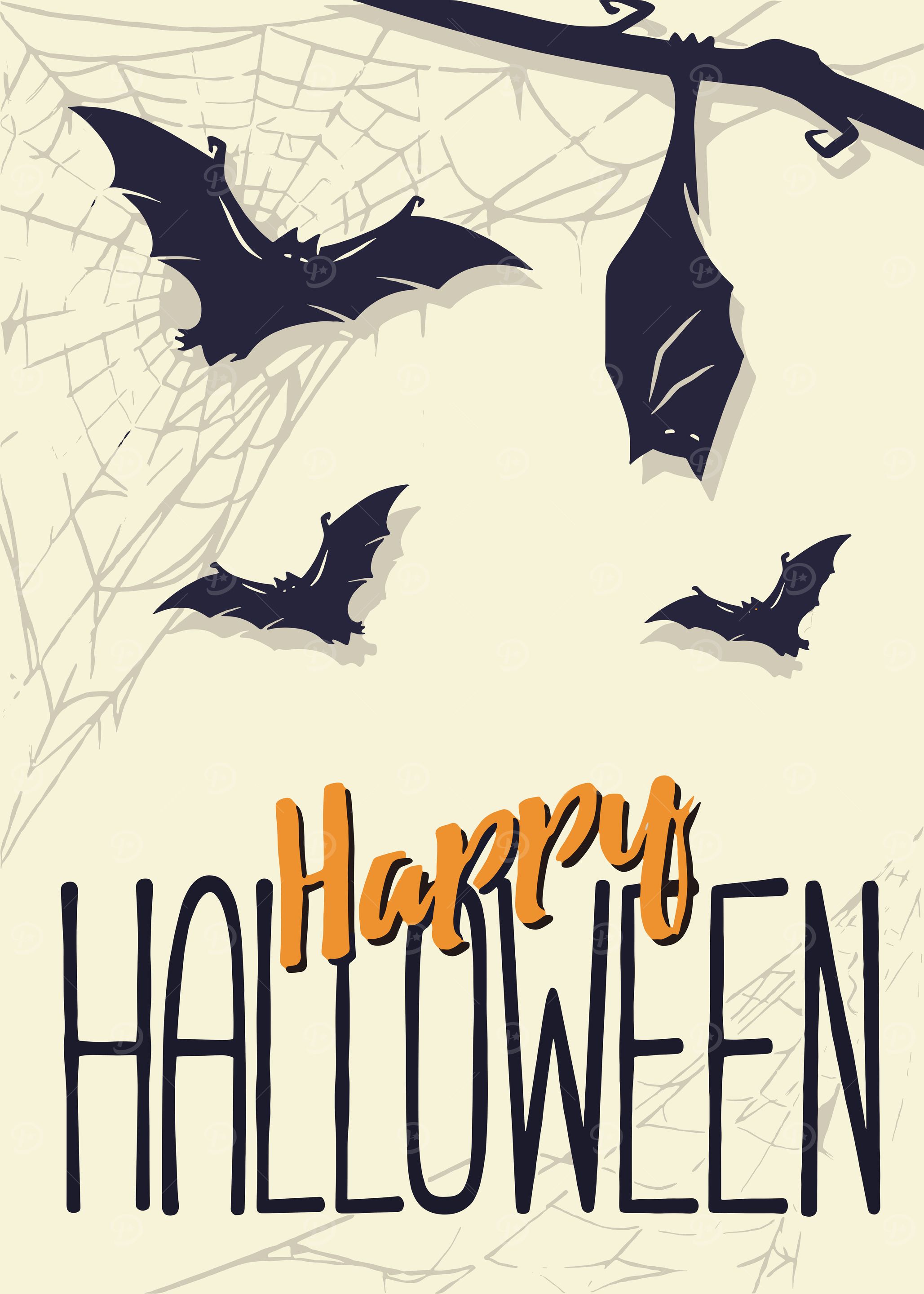 Happy Halloween Bats and Spiderwebs