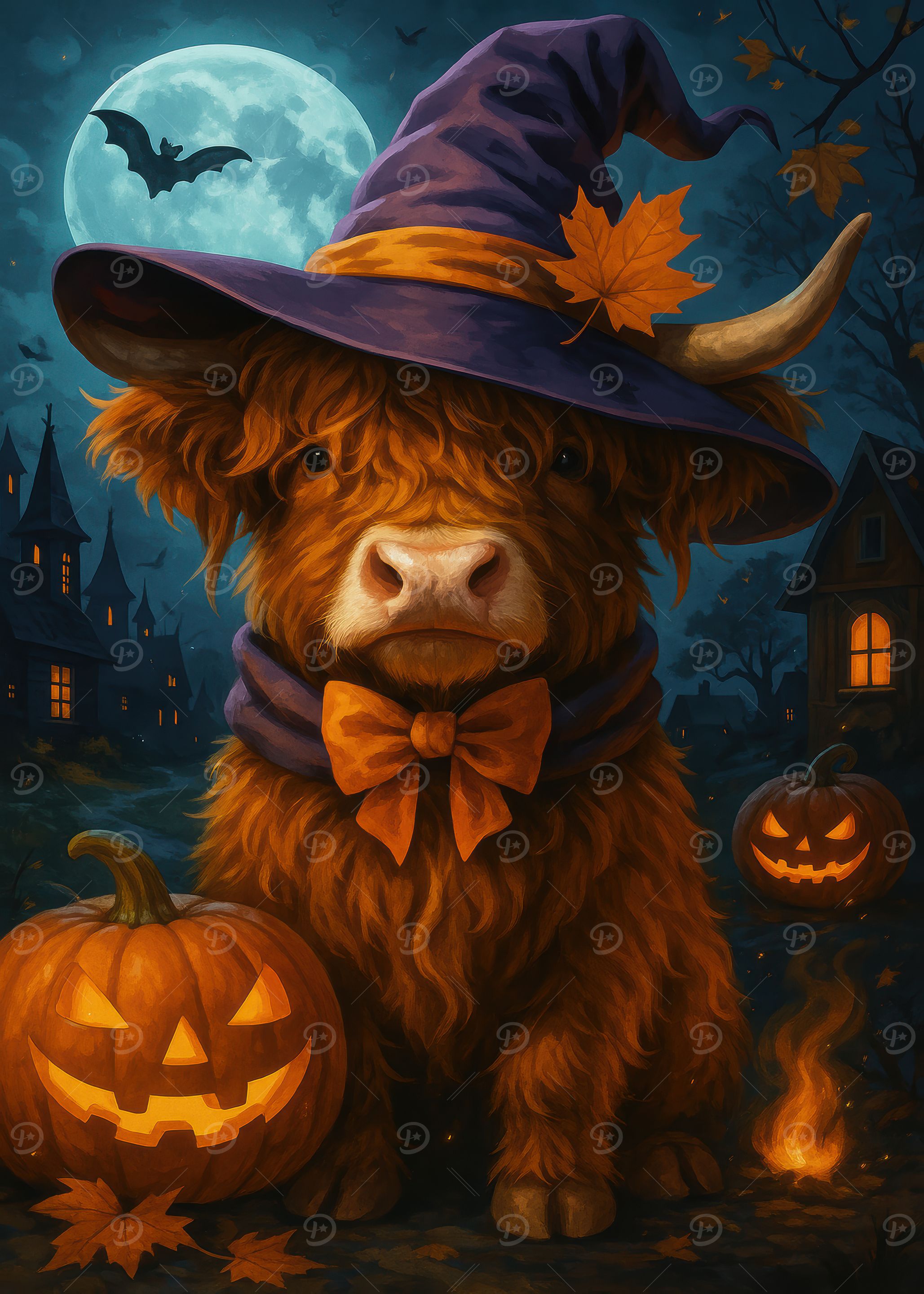 Halloween Highland Cow Witch