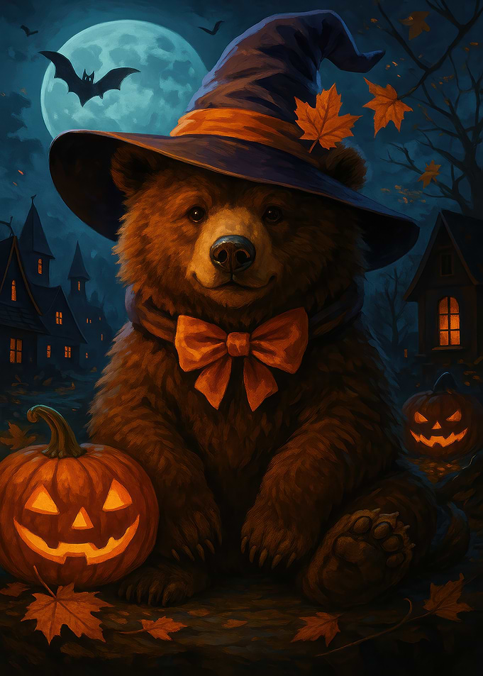 Halloween Bear with Witch Hat