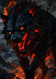 Fiery Wolf with Chains