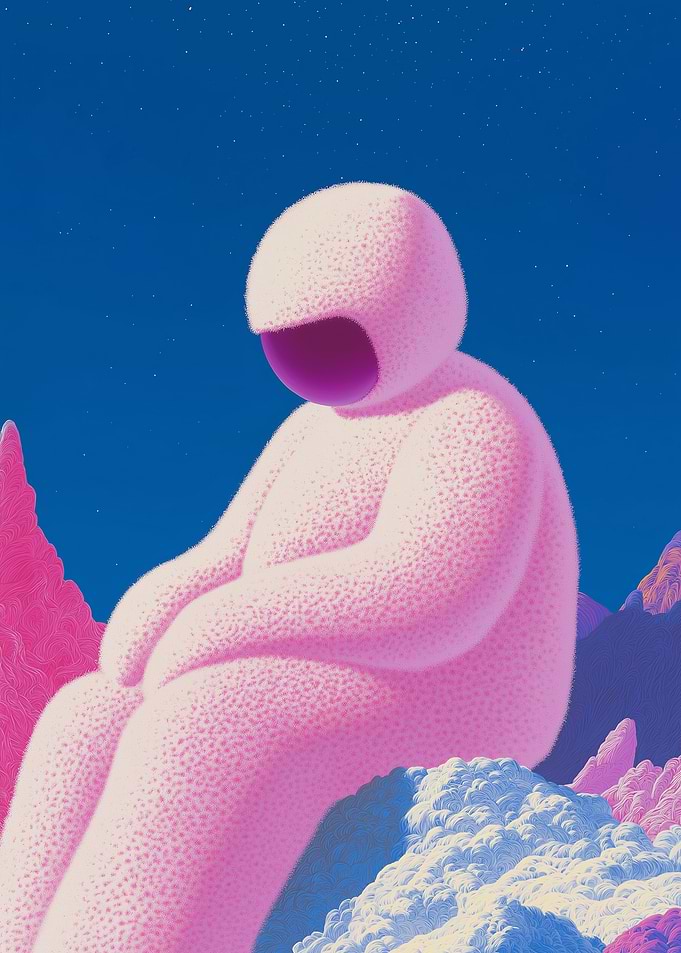 Pink Astronaut on Alien Planet