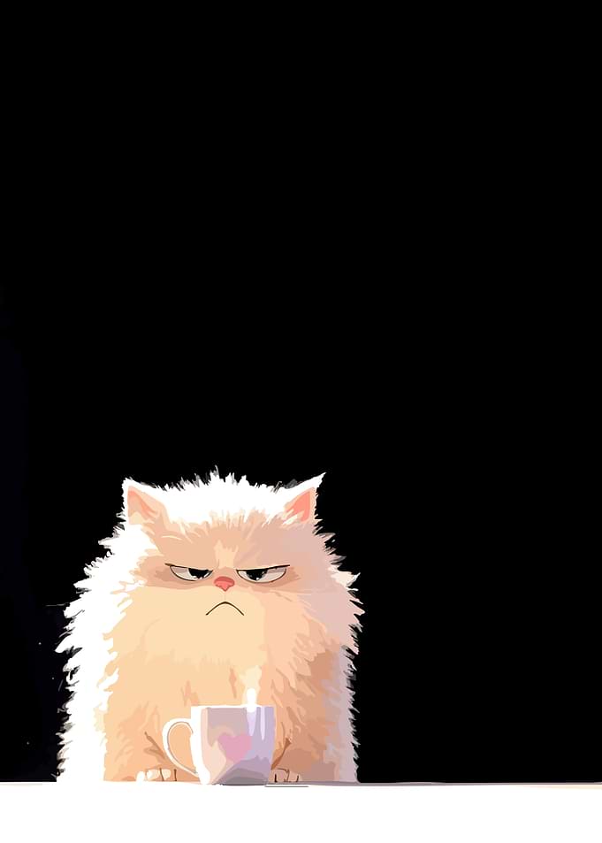 Grumpy Cat with Coffee Cup
