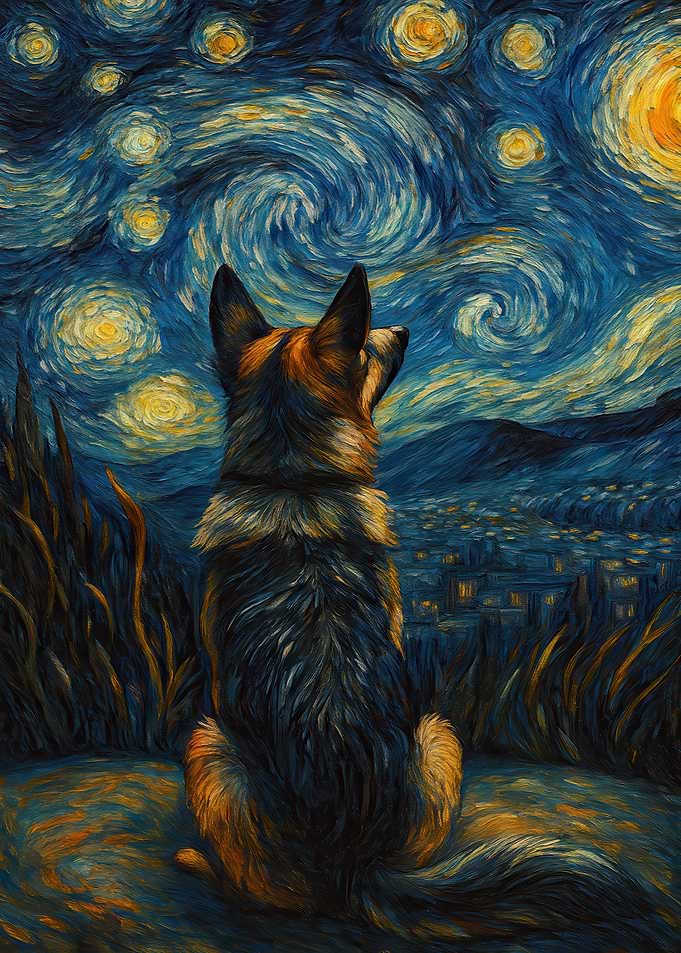 Dog at Starry Night
