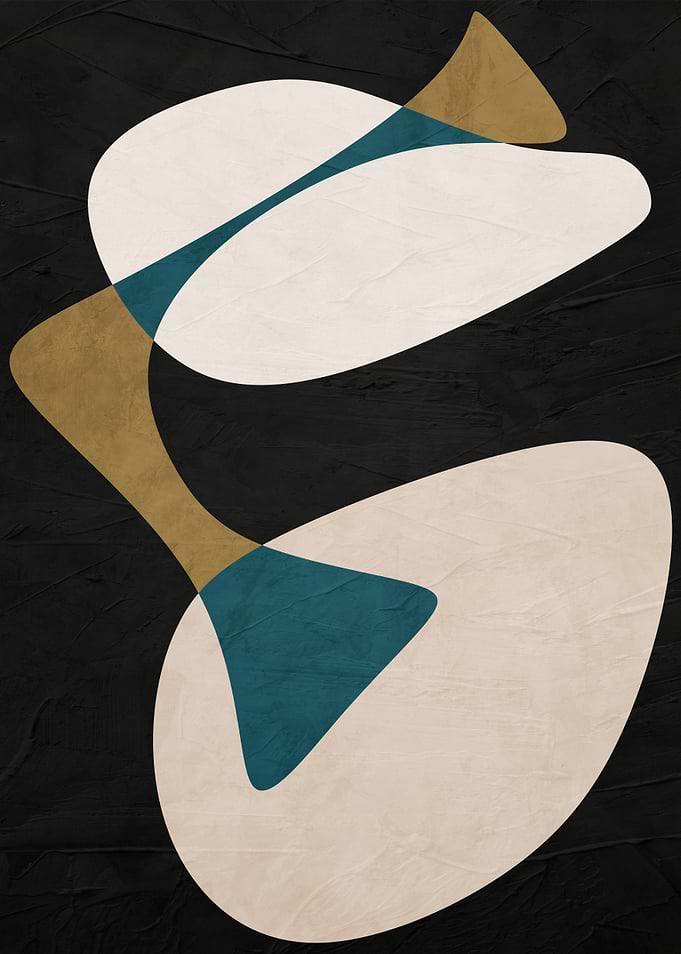 Abstract Shapes on Black Textured Background