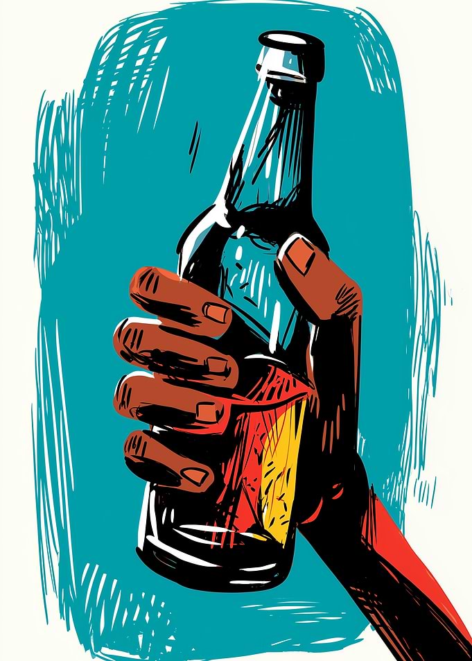 Hand Holding Bottle Illustration