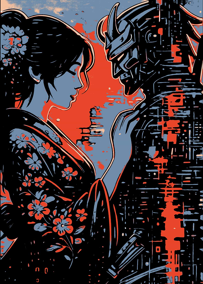 Samurai and Geisha Digital Art