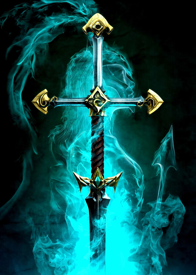 Mystical Sword with Teal Aura