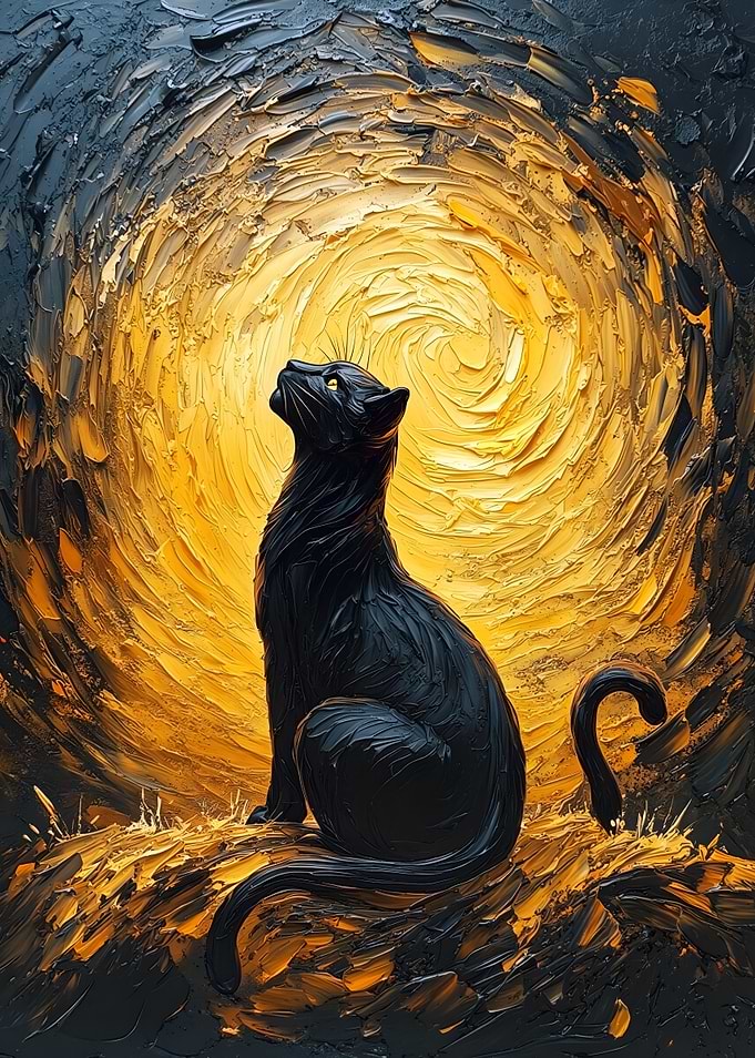 Black Cat Oil Painting