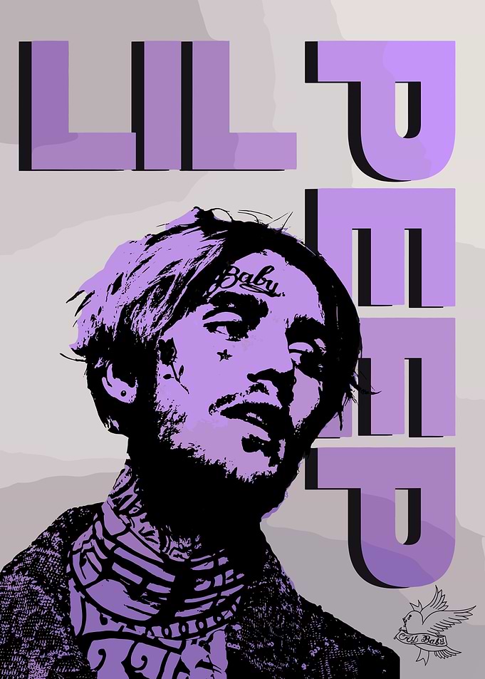 Lil Peep Portrait with Purple Text