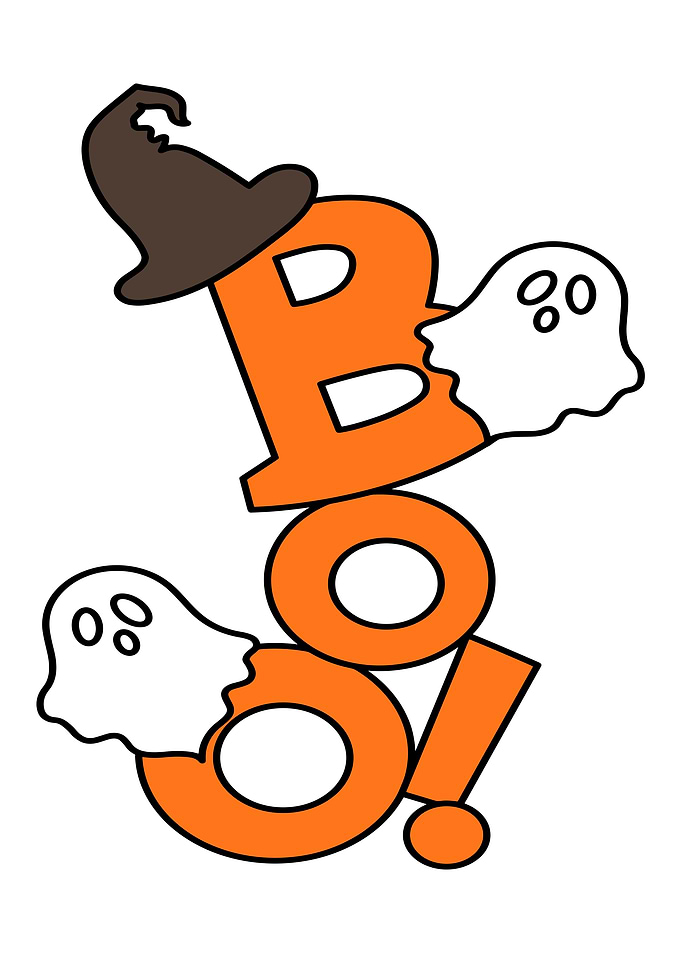 Boo! Halloween Cartoon with Ghosts