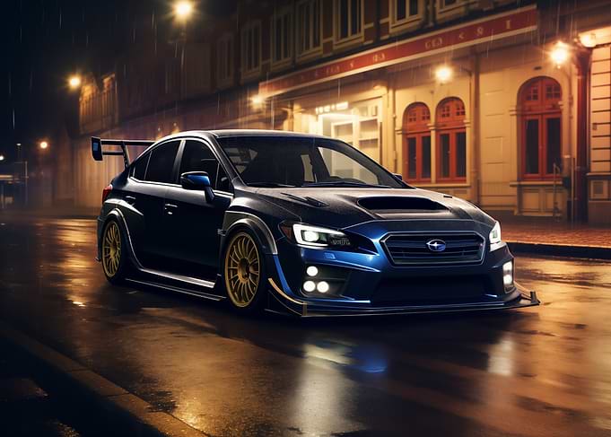 Subaru WRX on Rainy Street