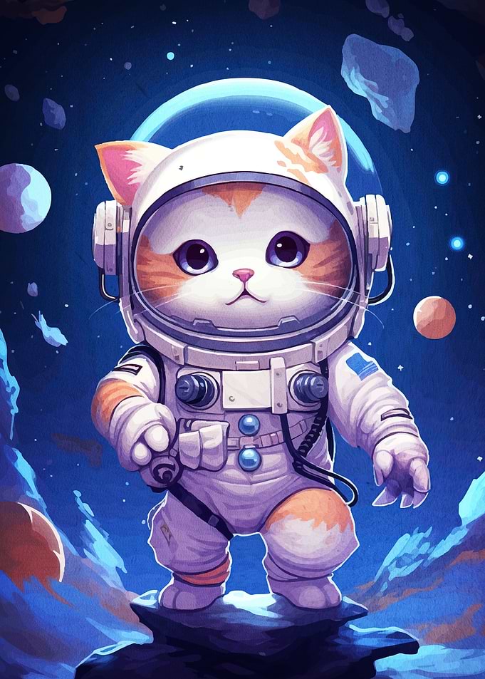 Astronaut Cat Space