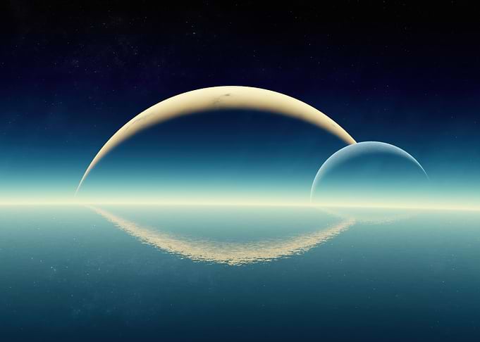 Planets Reflecting on Water Surface