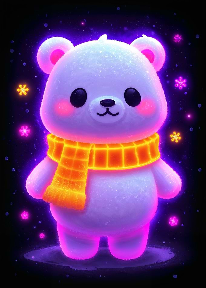 Cute Glowing Bear with Scarf