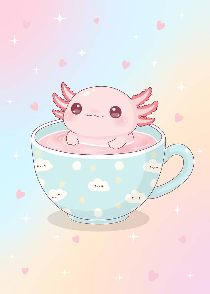 Cute Axolotl in a Teacup